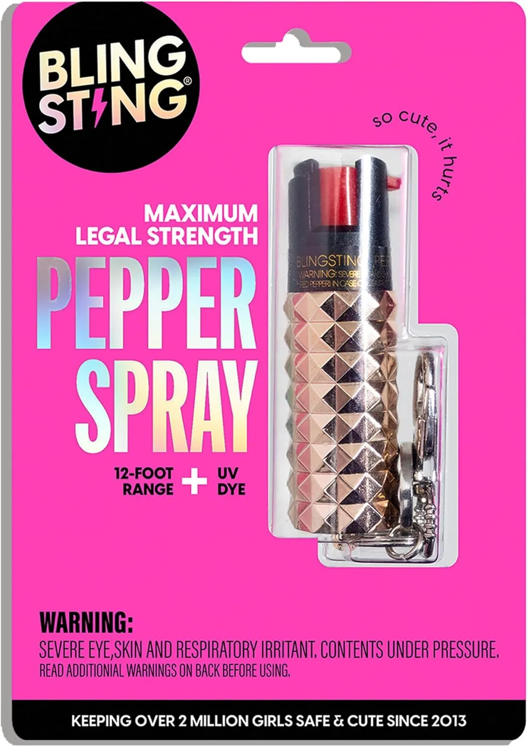 BLINGSTING BLINGSTING Pepper Spray Maximum OC Strength Self Defense Spays for Women, 12 ft Spray Range & UV Dye