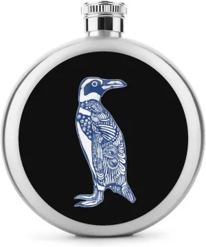 Blue Penguin Round Wine Flask 5 Oz Mini Portable Stainless Steel Drinking Flasks for Men Women Travel Home Office