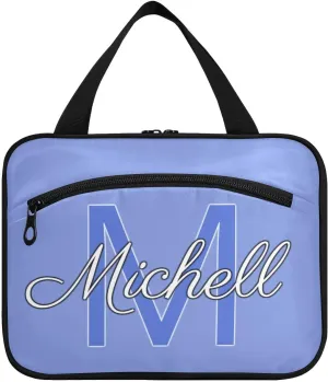Blue-purple Personalized Hanging Travel Toiletry Bag for Women Men Custom Makeup Organizer with bottles & hanging hook Bathroom Shower Bag for Toiletries Traveling Bathroom Outdoors Hotel