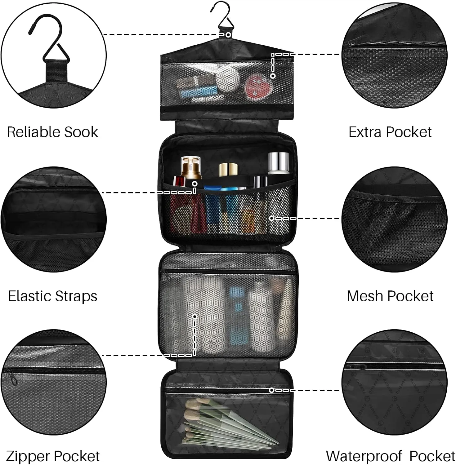 Blue-purple Personalized Hanging Travel Toiletry Bag for Women Men Custom Makeup Organizer with bottles & hanging hook Bathroom Shower Bag for Toiletries Traveling Bathroom Outdoors Hotel
