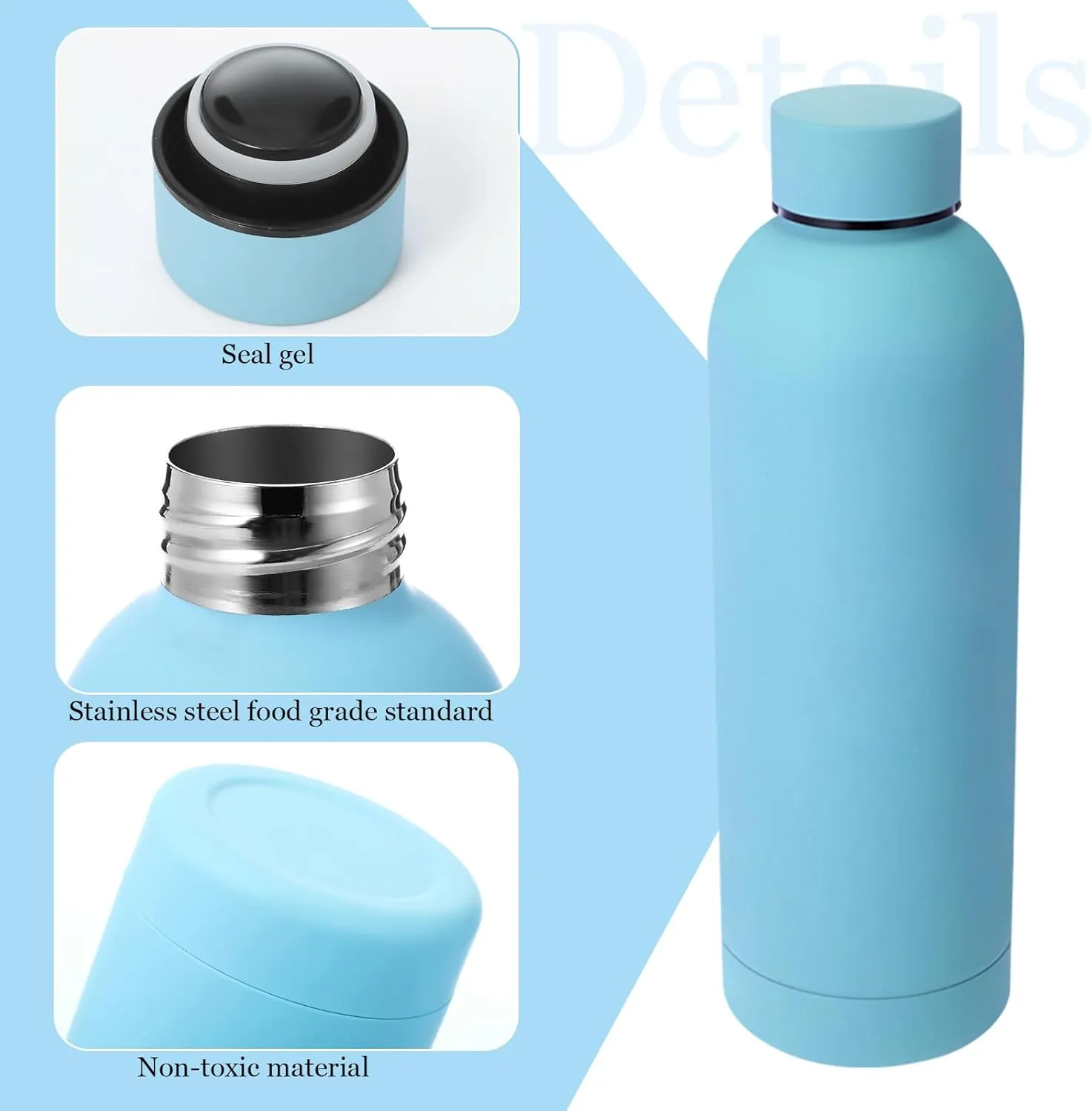 Bokon 10 Pcs Stainless Steel Water Bottle Bulk Double Layer Vacuum 17 oz Small Mouth Sport Insulated Metal Graduation Teacher CNA Gift Reusable Flask Leakproof Lid for Cyclist Runner