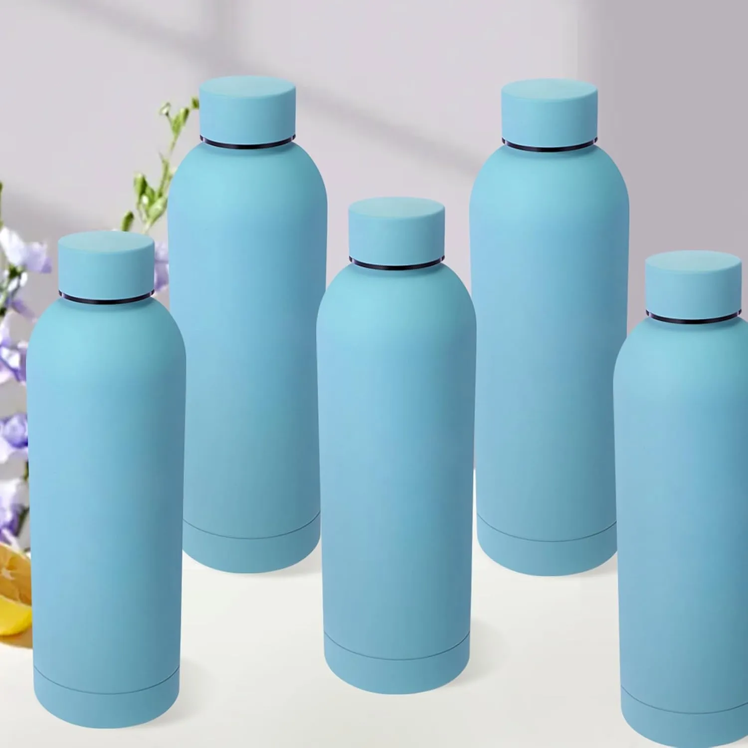 Bokon 10 Pcs Stainless Steel Water Bottle Bulk Double Layer Vacuum 17 oz Small Mouth Sport Insulated Metal Graduation Teacher CNA Gift Reusable Flask Leakproof Lid for Cyclist Runner