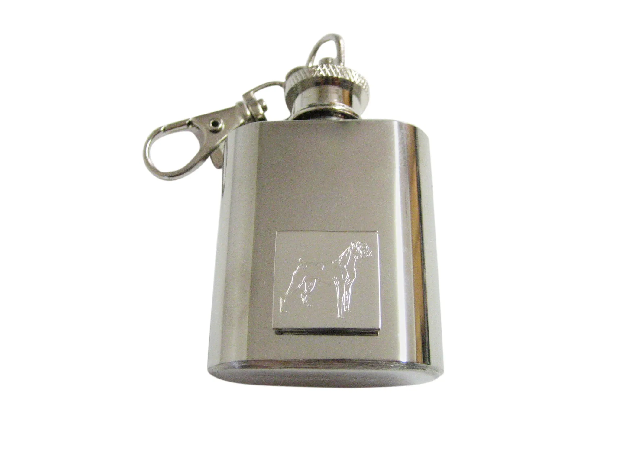 Boxer Dog Etched 1 Oz. Stainless Steel Key Chain Flask
