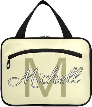 Bright Beige Personalized Hanging Travel Toiletry Bag for Women Men Custom Makeup Organizer with bottles & hanging hook Bathroom Shower Bag for Toiletries Bathroom Outdoors Hotel Traveling