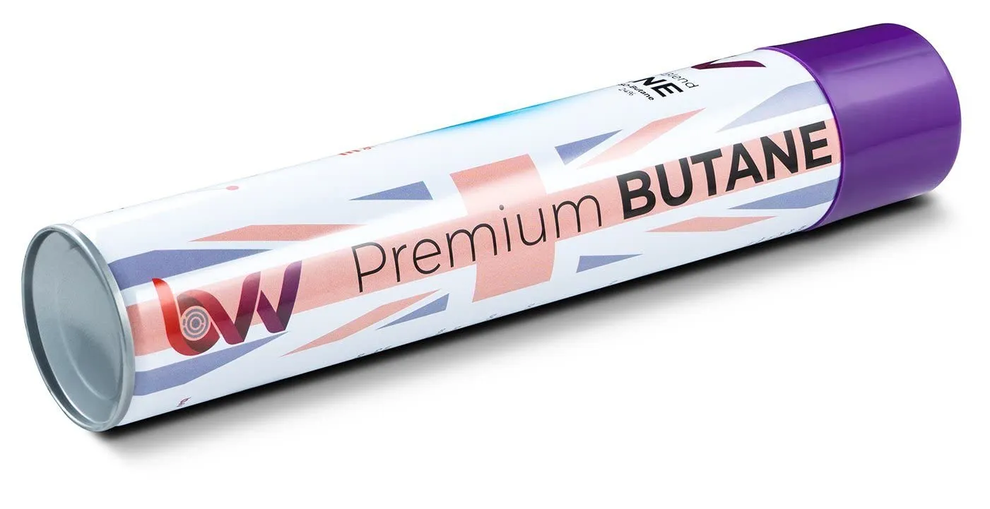 BVV 420ml Butane Gas Can - 12 Pack - 99.999% Pure Premium Tri-Blend Butane Fuel Refill for Stoves, Torch, Lighter - Portable Combustible Gas Canisters Multipack