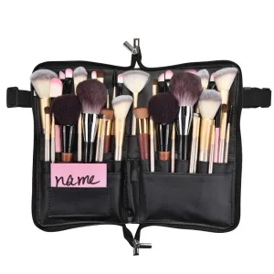 BYOOTIQUE 2in1 Multi Brush Holder Waist Zipper Bag Professional Portable Foldable Cosmetic Makeup Pouch with Belt Strap Artist Storage Organizer
