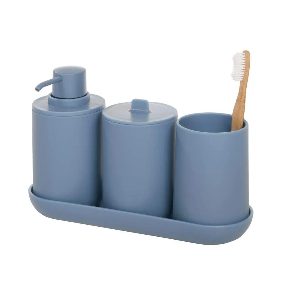 Cade Bath Accessories Set - Soap Pump, Toothbrush Holder, Cotton Pad Dispenser & Tray