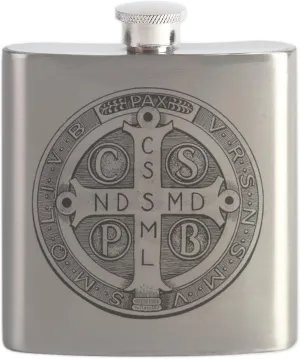 CafePress Medal Of Saint Benedict Flask 7 oz Stainless Steel Drinking Flask