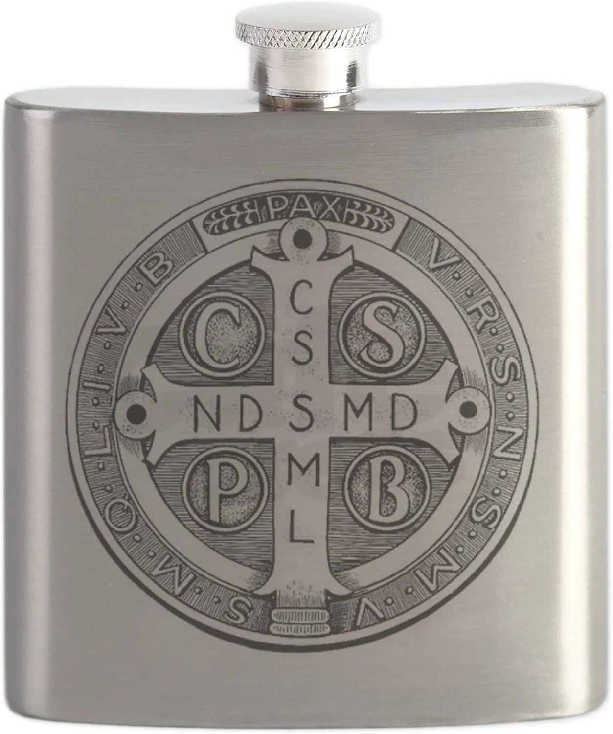 CafePress Medal Of Saint Benedict Flask 7 oz Stainless Steel Drinking Flask