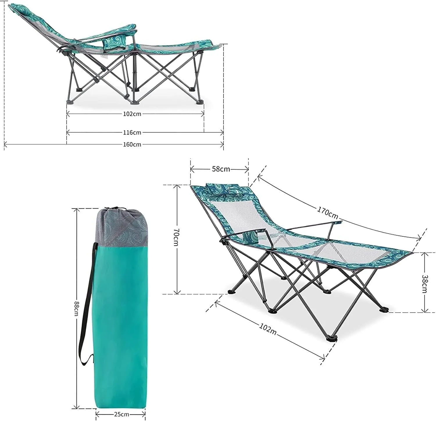 Camping Chair Fishing Chair Folding Chairs Camping Portable Camping Chair With Footrest Mesh Backrest Folding Reclining Lunch Break Bed Sitting Lying Dual-Purpose Beach Seat Lawn Chairs Outside ( Colo