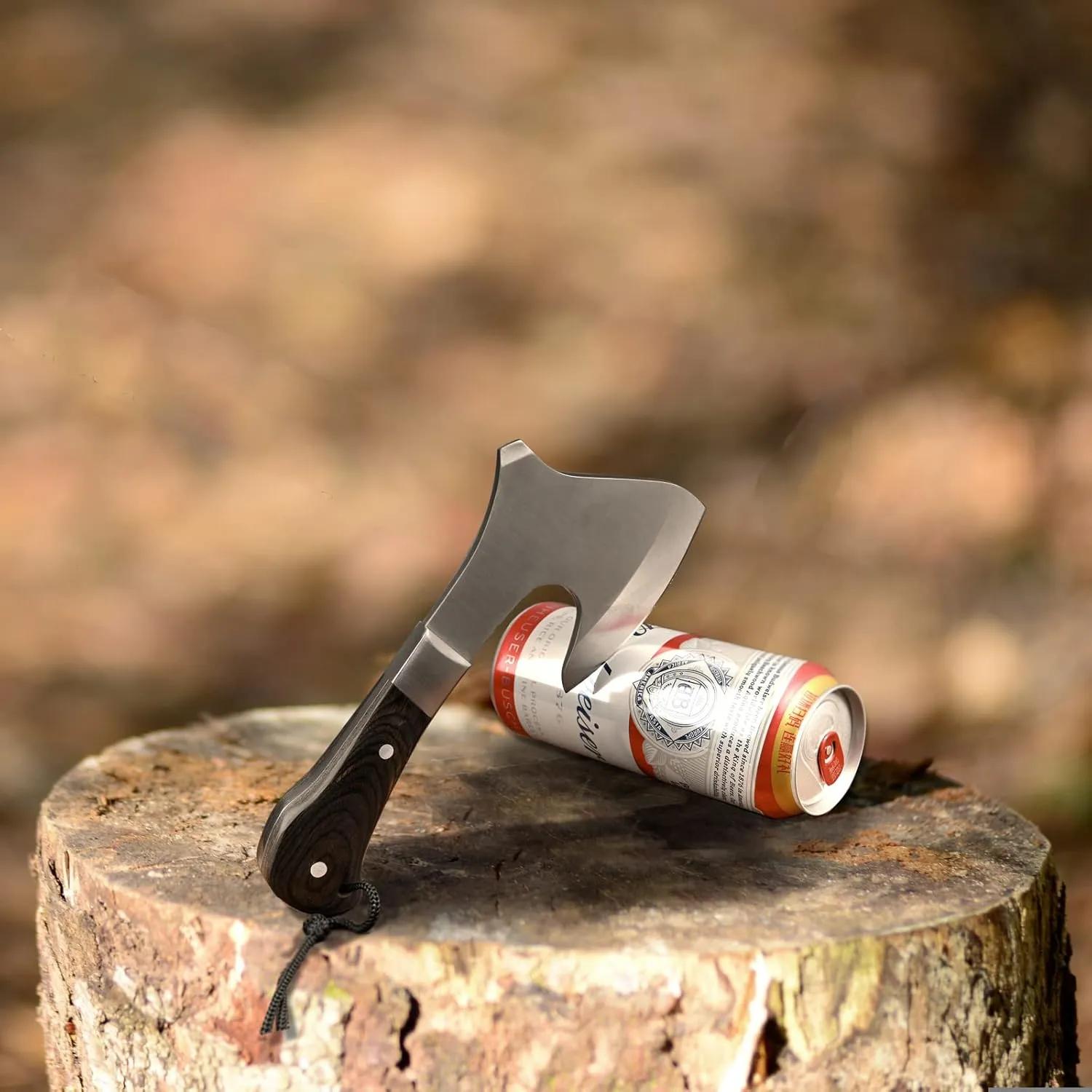 Camping Hatchet Overall 8.5in w/4in Blade, Compact Camp Axe Stainless Steel Blade and Comfortable Wooden Grip, Outdoor Hunting Survival Hiking Tactical Axe Tomahawk, Sheath Included