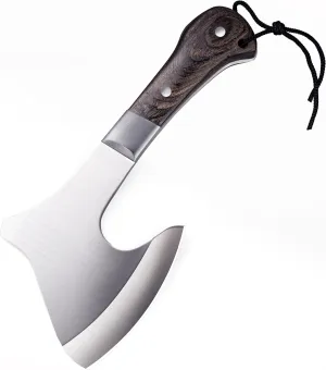 Camping Hatchet Overall 8.5in w/4in Blade, Compact Camp Axe Stainless Steel Blade and Comfortable Wooden Grip, Outdoor Hunting Survival Hiking Tactical Axe Tomahawk, Sheath Included