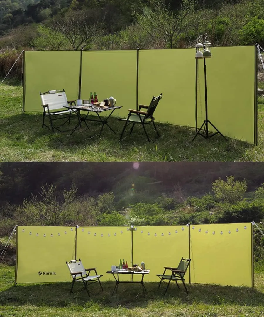 Camping Windbreak Tarp Windscreen Privacy Screen Wall Pole Beach Outdoor Folding (Olive)