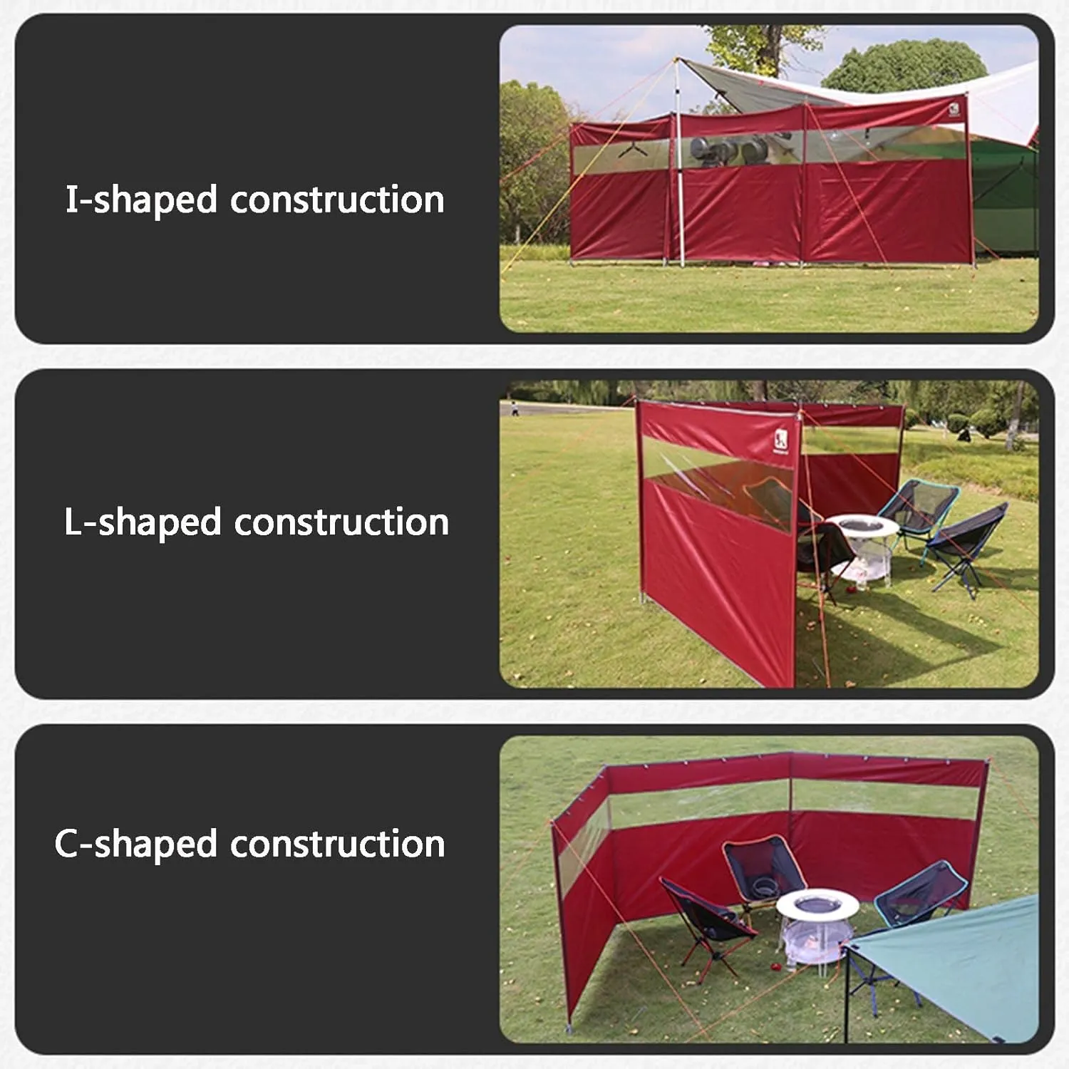 Camping Windbreaks，Beach Windshield Shelter, Outdoor Privacy Shield with Top Window, for Garden Charcoal Grills BBQ Picnic(White,4.4m)
