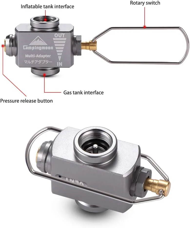 Campingmoon Gas Canister Refill Adapter, Portable Outdoor Gas Saver Lindal Valve Canister Shifter, Camping Canister Vent Valve, Z15
