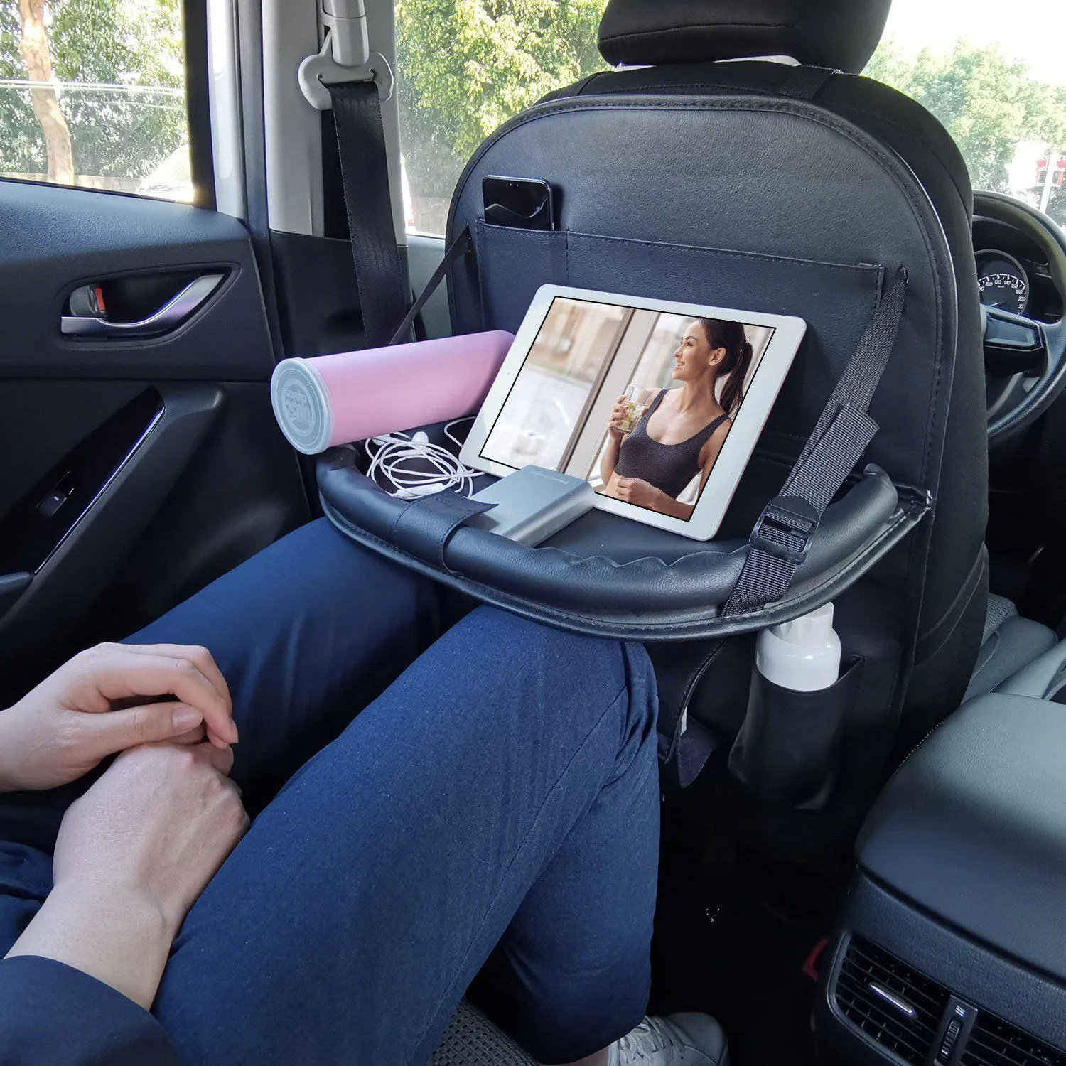 Car Back Seat Organizer with Foldable Table Tray 8 Pockets