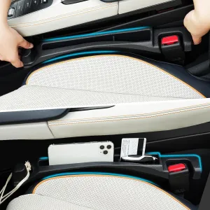 Car Seat Gap Filler with Drop Prevention & Storage Hook - Between Seats Console Organizer for SUV Truck - Car Accessories - Set of2 (Black)
