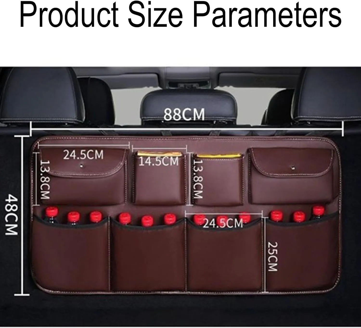 Car Trunk Organizer, Super Capacity Vehicle Hanging Back Seat Cargo Storage Bag, Compatible with Dodge Nitro,C1 Beige