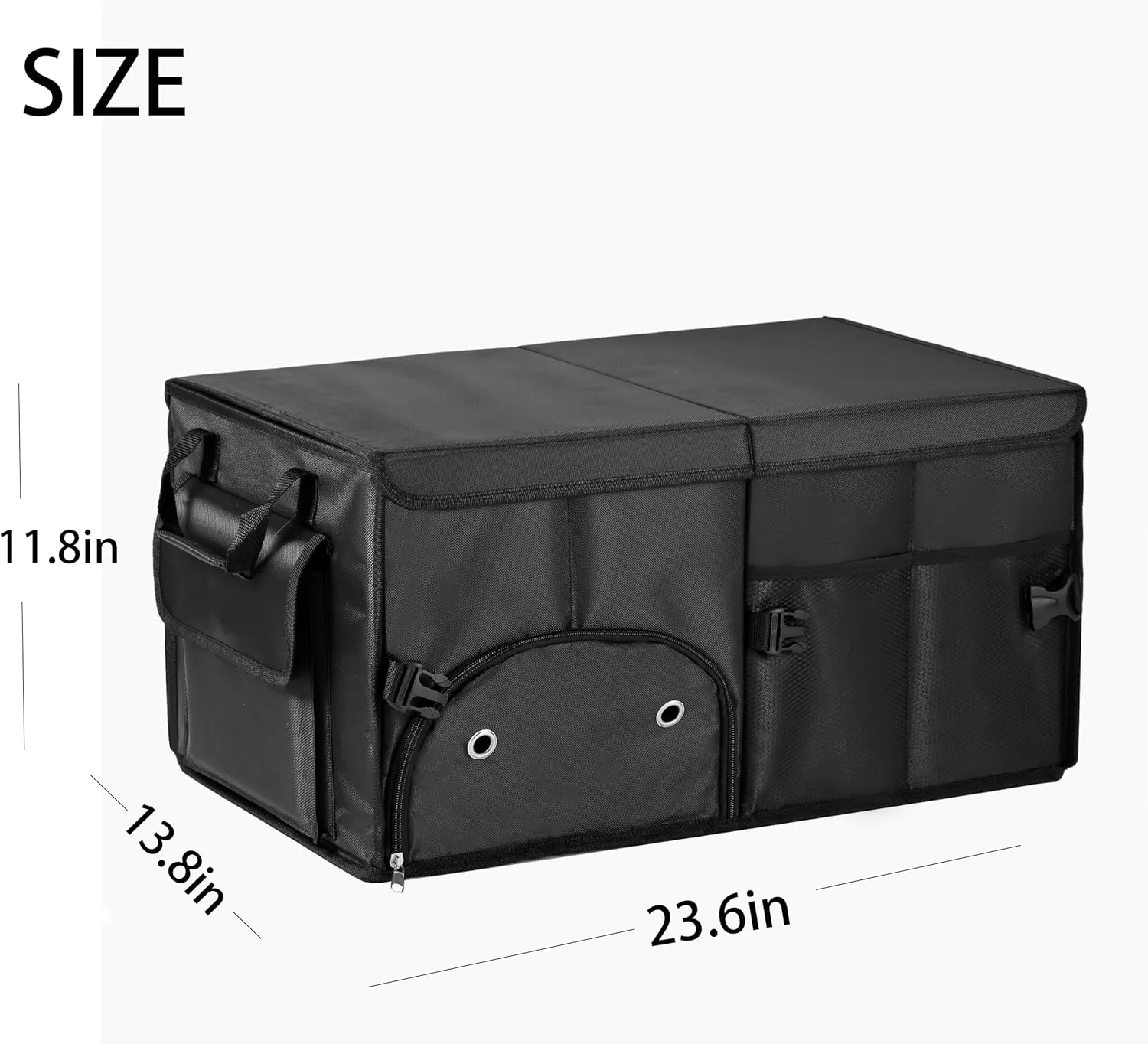 Car Trunk Organizer with Lid Car Storage Organizer Collapsible Multi Compartment Car Organizerwith shoe bag for SUV(Black)