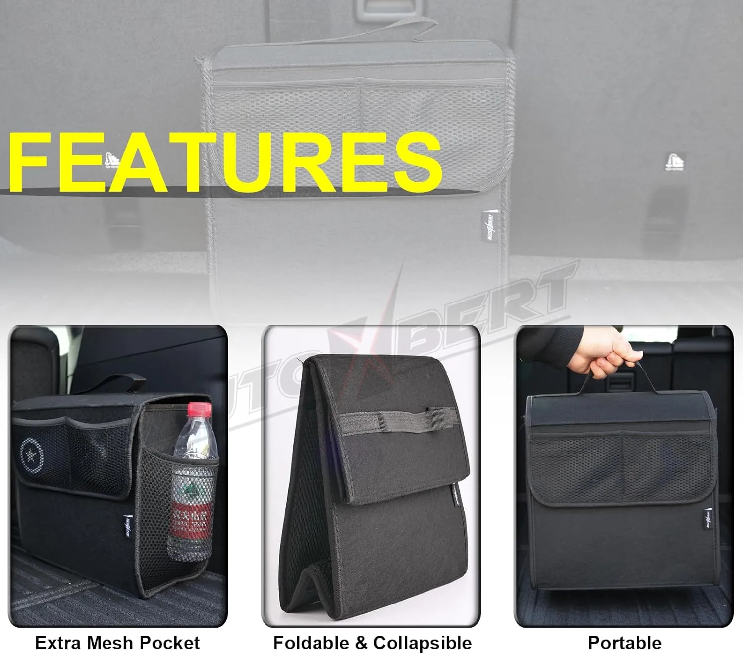 Car Trunk Organizer,Soft Felt Car Bag Organizer 12x7x12 inch Folding,for Honda CRV Civic Accord Ford Focus Fusion Toyota RAV4 Jeep SUV/Truck/Sedan/Van