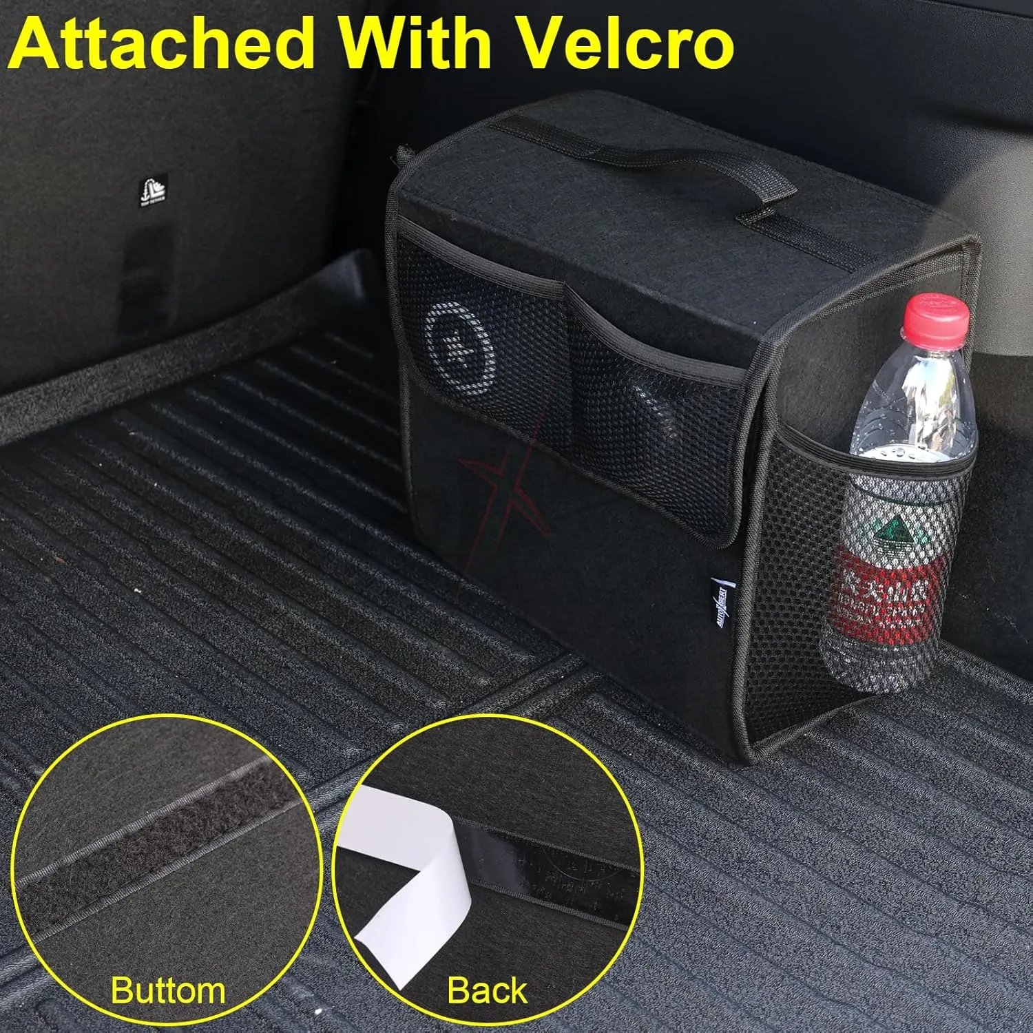 Car Trunk Organizer,Soft Felt Car Bag Organizer 12x7x12 inch Folding,for Honda CRV Civic Accord Ford Focus Fusion Toyota RAV4 Jeep SUV/Truck/Sedan/Van