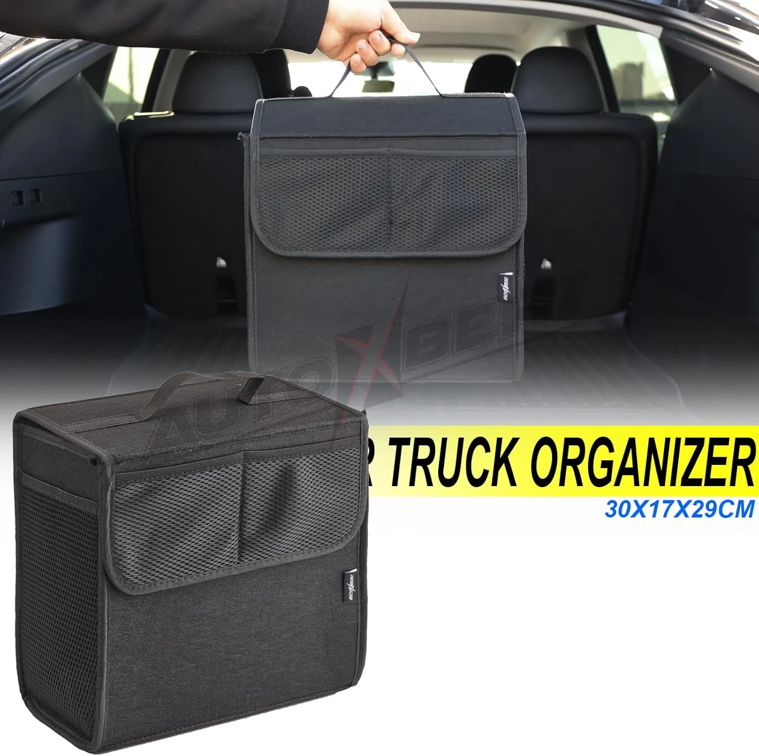Car Trunk Organizer,Soft Felt Car Bag Organizer 12x7x12 inch Folding,for Honda CRV Civic Accord Ford Focus Fusion Toyota RAV4 Jeep SUV/Truck/Sedan/Van