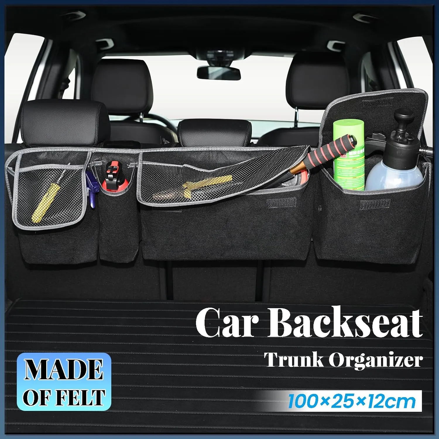 Car Trunk Organizer,Soft Felt Car Bag Organizer 35x10x4.7 inches Folding,for Honda CRV Civic Accord Ford Focus Fusion Toyota RAV4 Jeep SUV/Truck/Sedan/Van