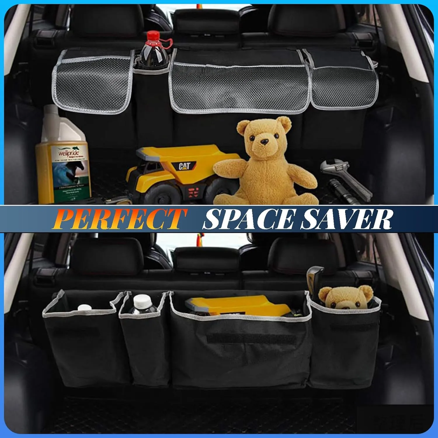 Car Trunk Organizer,Soft Felt Car Bag Organizer 35x10x4.7 inches Folding,for Honda CRV Civic Accord Ford Focus Fusion Toyota RAV4 Jeep SUV/Truck/Sedan/Van