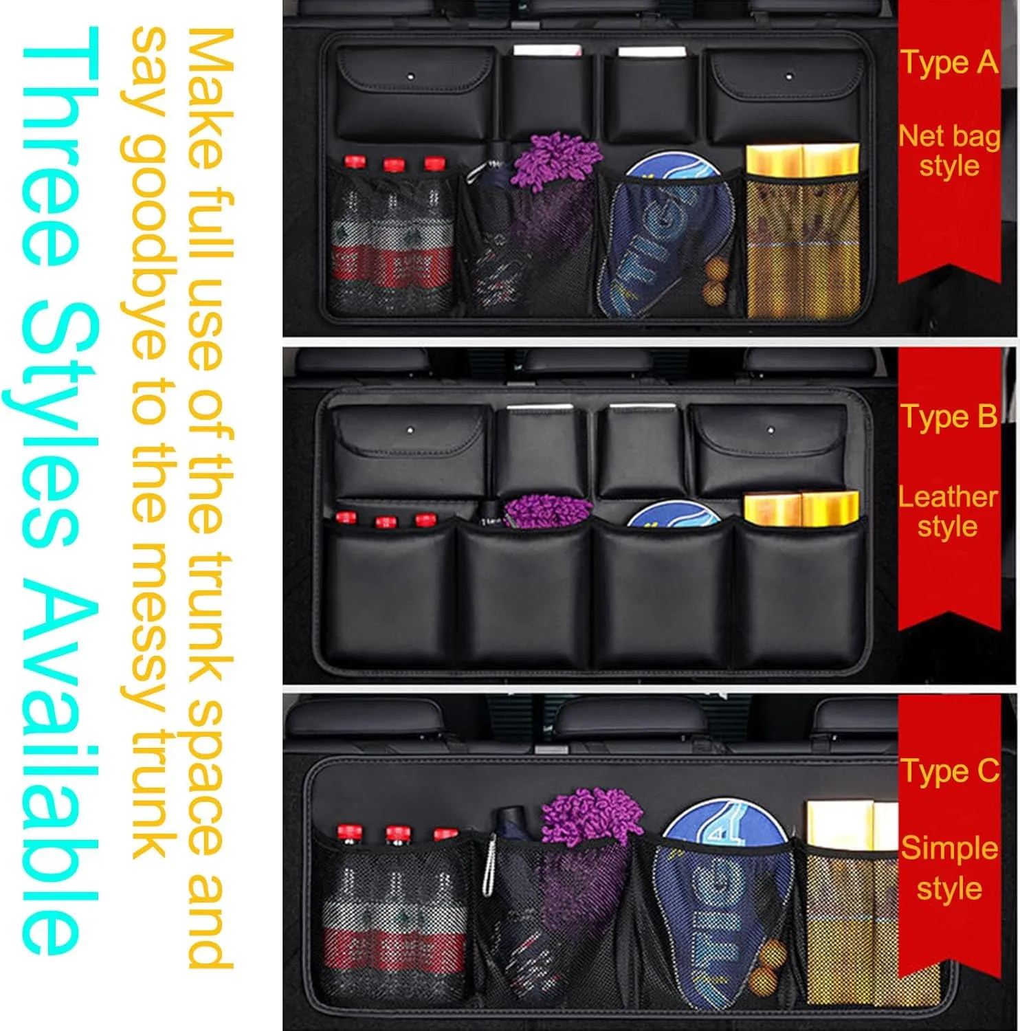 Car Trunk Organizer,Super Capacity Hanging Rear Seat Luggage Storage Bag,Compatible with Chevrolet Suburban Groove Adra FNR-CarryAIl,B5 Red