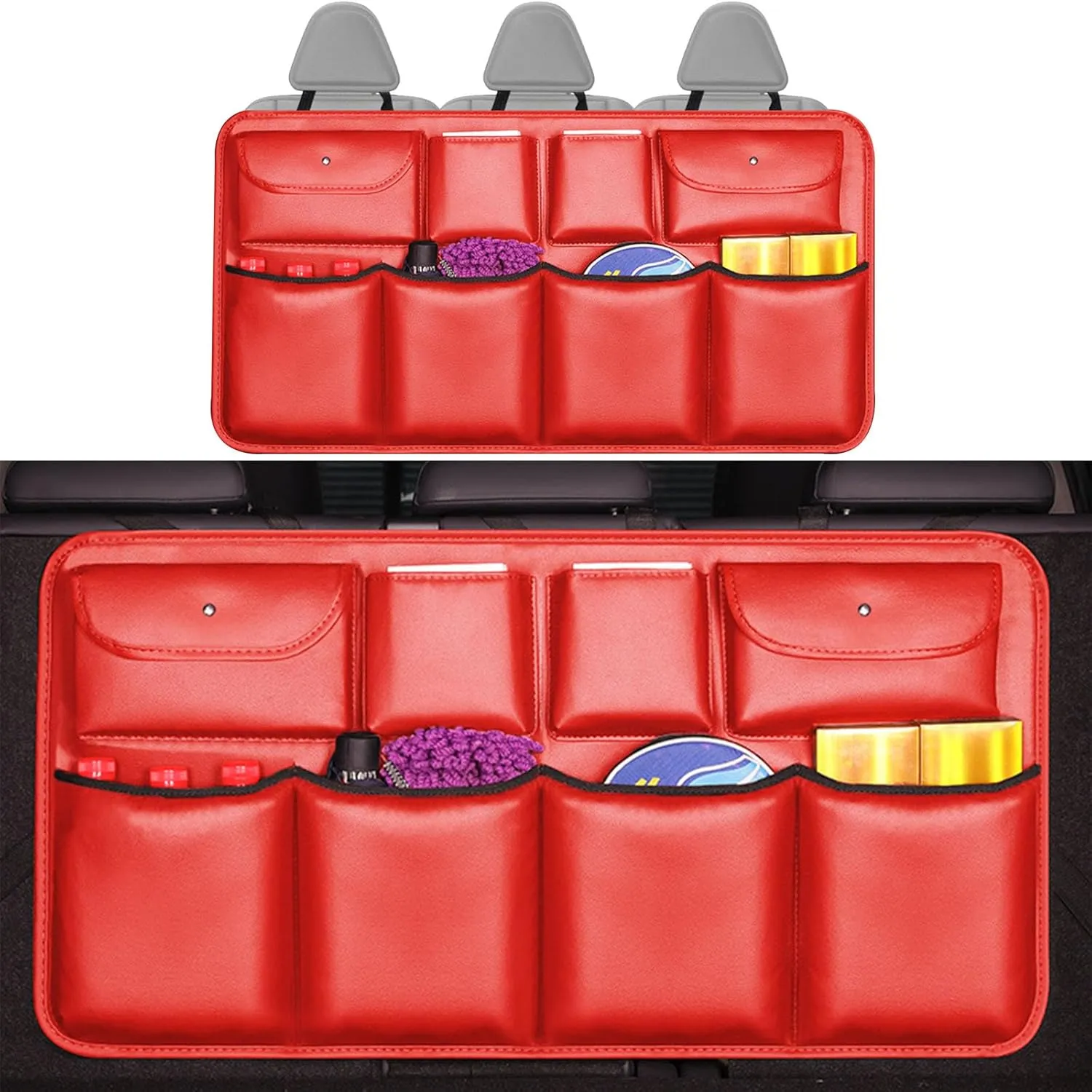 Car Trunk Organizer,Super Capacity Hanging Rear Seat Luggage Storage Bag,Compatible with Volvo Concept Recharge,B5 Red