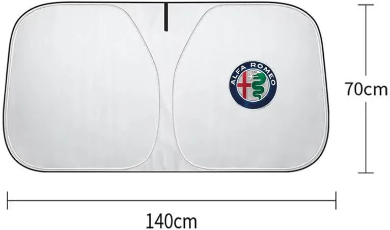 Car Windshield Sun Shade for Alfa Romeo Giulia Giulietta 147 159, Foldable Front Window Sunshade Sun Visor Protector with Organizer Bag Window Sunshade for Windshield Cover Car Accessories