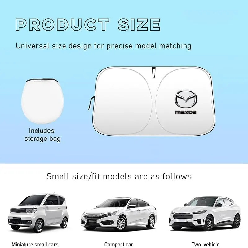 Car Windshield Sun Shade for Mazda Biante 2008-2018, Foldable Front Window Sunshade Sun Visor Protector with Organizer Bag Window Sunshade for Windshield Cover Car Accessories,140 * 70cm