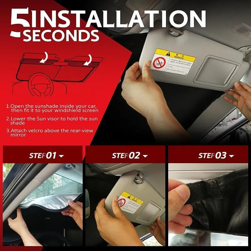 Car Windshield Sun Shade for Mazda Biante 2008-2018, Foldable Front Window Sunshade Sun Visor Protector with Organizer Bag Window Sunshade for Windshield Cover Car Accessories,140 * 70cm