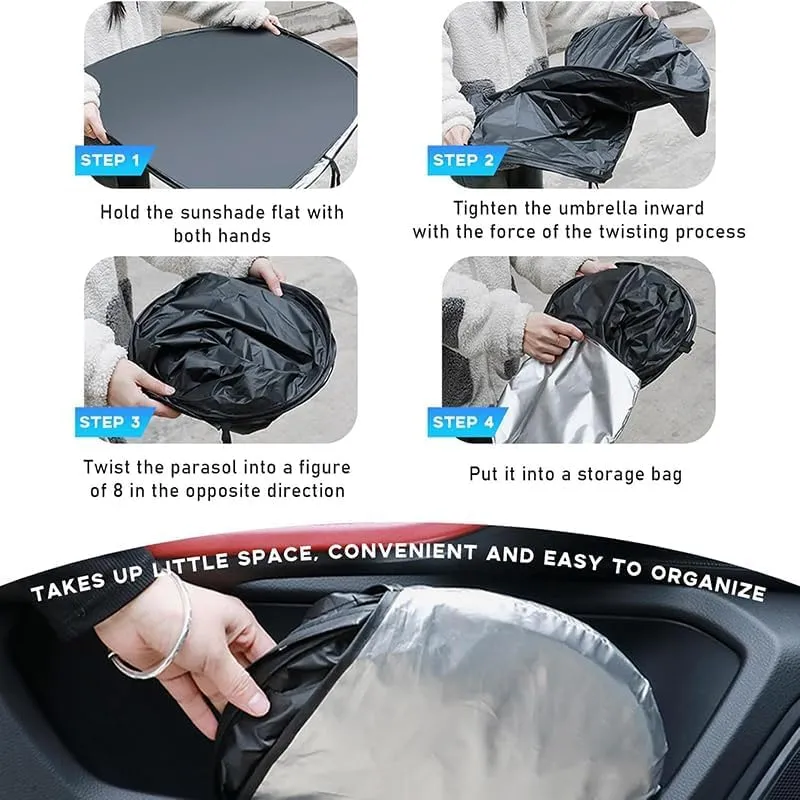 Car Windshield Sun Shade for Mazda Biante 2008-2018, Foldable Front Window Sunshade Sun Visor Protector with Organizer Bag Window Sunshade for Windshield Cover Car Accessories,140 * 70cm