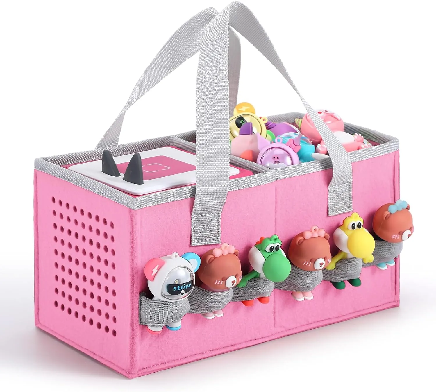 Carrying Case for Toniebox Starter Set and Tonies Figurines, Felt Organizer Travel Bag with Strap for Tonies Box, Travel Cloth Musical Toy Folding Bag for Toniebox Accessories