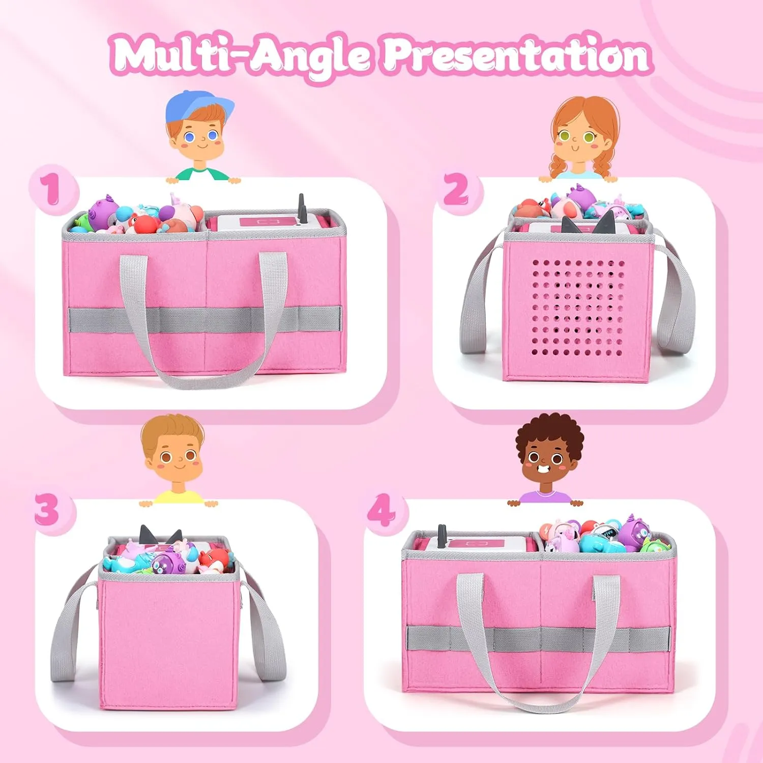 Carrying Case for Toniebox Starter Set and Tonies Figurines, Felt Organizer Travel Bag with Strap for Tonies Box, Travel Cloth Musical Toy Folding Bag for Toniebox Accessories