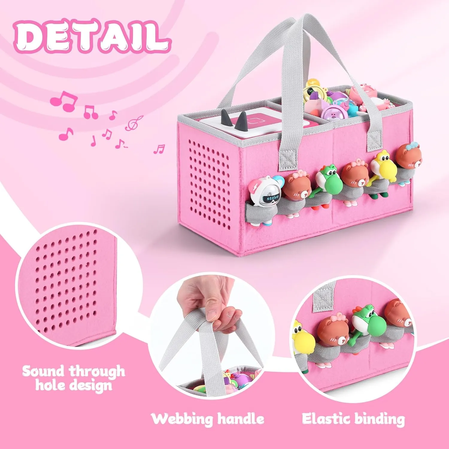 Carrying Case for Toniebox Starter Set and Tonies Figurines, Felt Organizer Travel Bag with Strap for Tonies Box, Travel Cloth Musical Toy Folding Bag for Toniebox Accessories