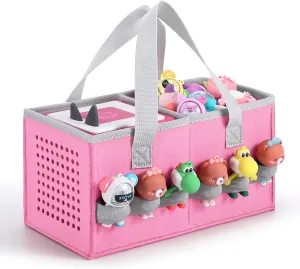 Carrying Case for Toniebox Starter Set and Tonies Figurines, Felt Organizer Travel Bag with Strap for Tonies Box, Travel Cloth Musical Toy Folding Bag for Toniebox Accessories