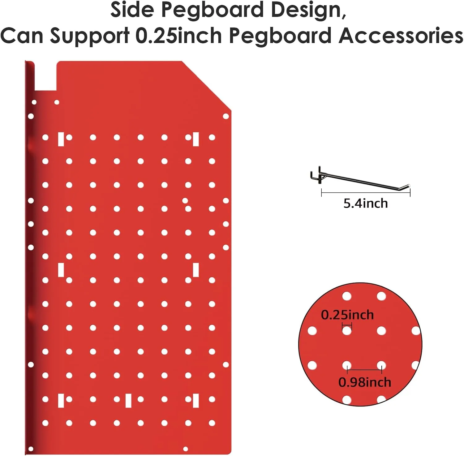 CCCEI Red Large Tools Organizer Wall Mount Charging Station, 39 Inch Long Power Tool Battery Storage Rack with 6FT Power Strip. 8 Drill Holder, Garage Utility Shelves. Pegboard Hanging Extension.