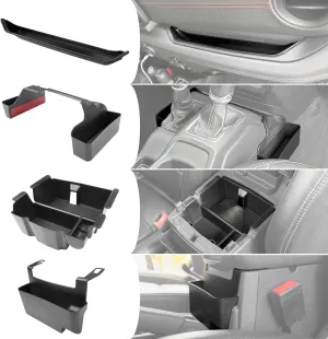 Center Console Organizer for 2024 2025 Jeep Wrangler JL JLU 4XE/Gladiator JT Gear Shift Console Side Tray GrabTray Passenger Hanging Armrest Storage Box for Wrangler&Gladiator(24  4-piece)