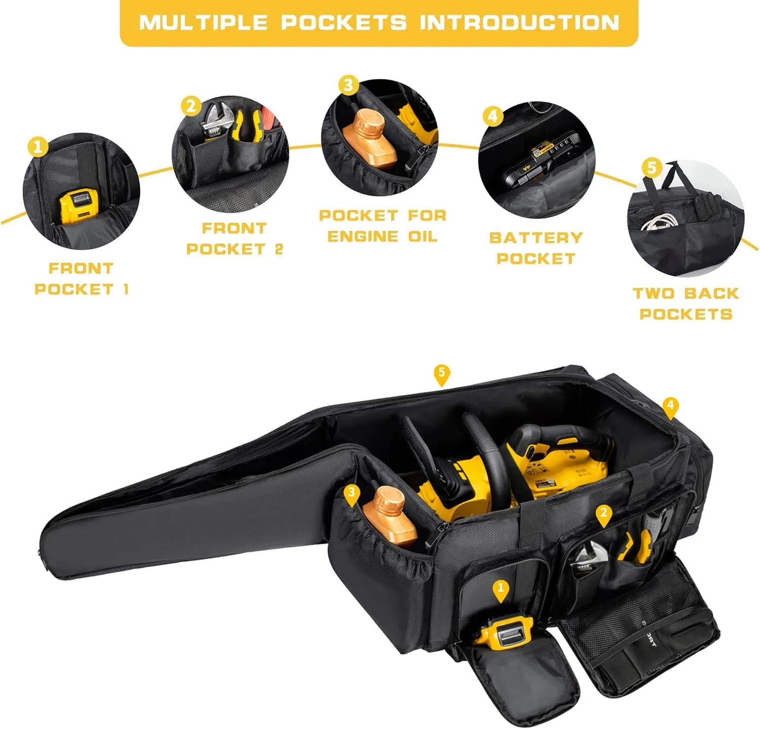 Chainsaw Carrying Case, Waterproof Foldable Chainsaw Storage Bag Compatible with EGO, Dewalt, Greenworks 10 & 12 Inch Cordless Power Chainsaw & Accessories