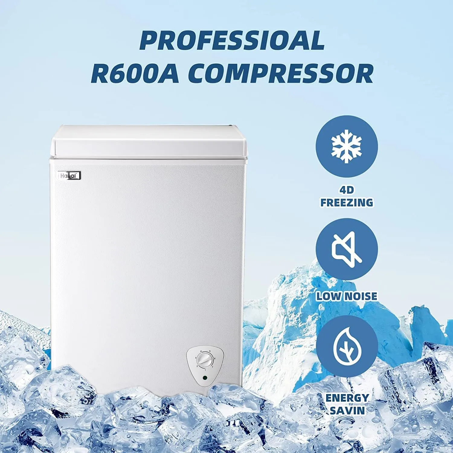 Chest Freezer 3.5 Cu.Ft Small Deep Freezer Top Door Mini Freezer with Removable Basket, Low Noise, 7 Adjustable Temperature and Energy Saving Perfect for Home Garage Basement Dorm or Apartment White
