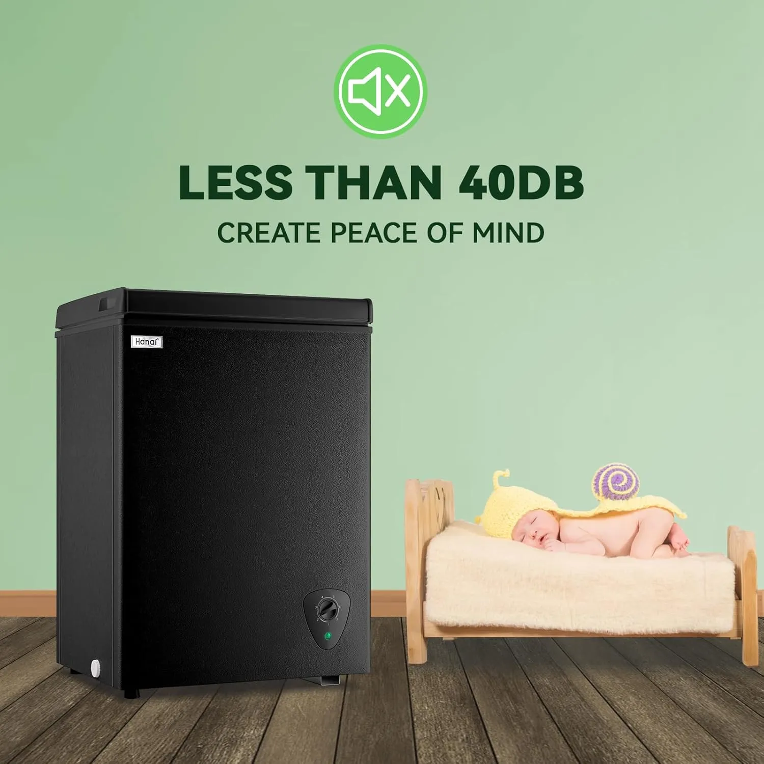 Chest Freezer Small Deep Freezer Black 3.5 Cu.Ft Free-Standing Top Door Freezer Adjustable 7 Thermostat and Removable Basket Open Garage Basement Apartment Kitchen Business
