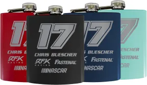 Chris Buescher #17 Matte Finish Stainless Steel 7 oz Flask New for 2022 Colors (Black)