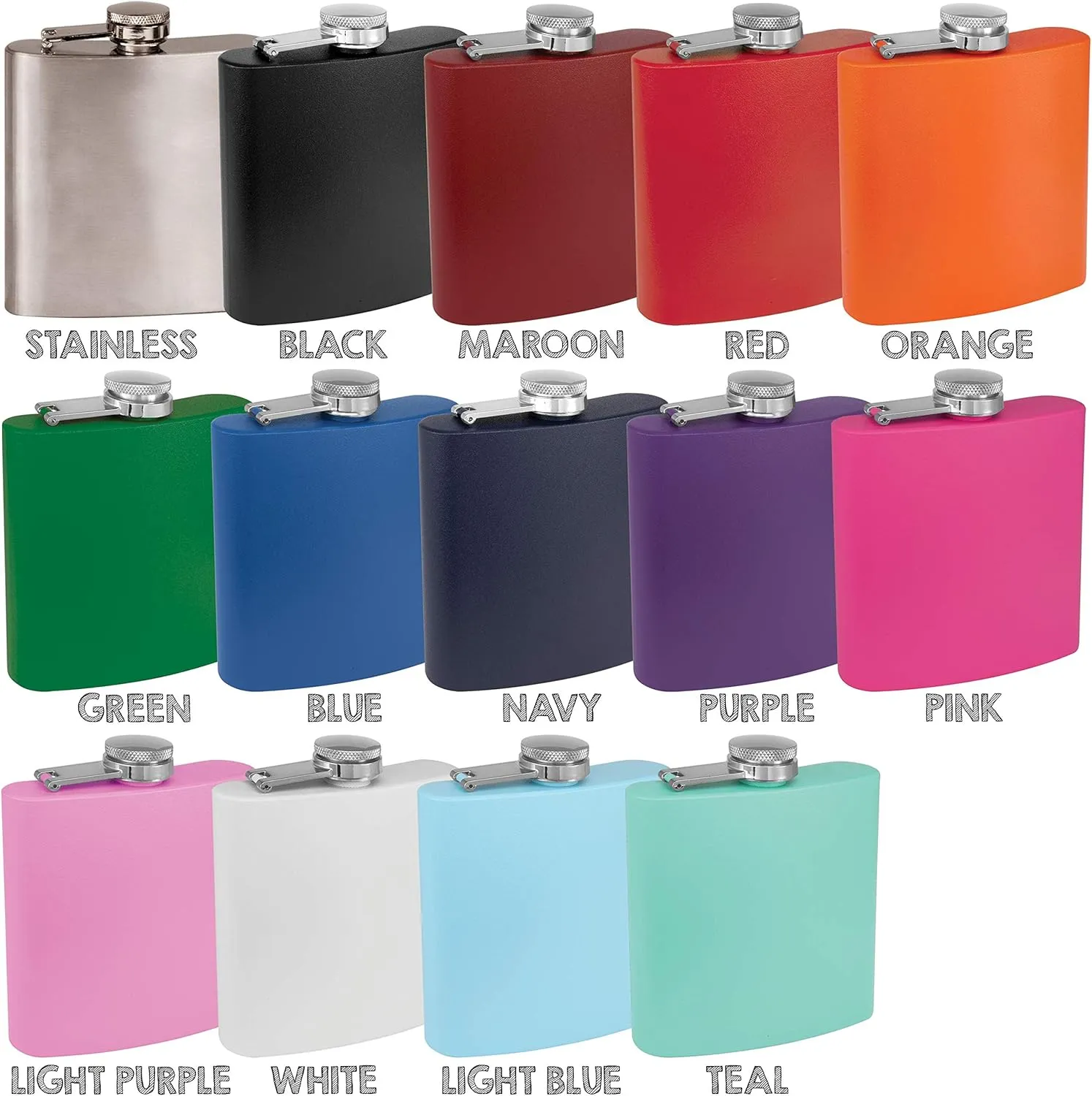 Clear Water Home Goods - 6 oz Powder Coated Stainless Steel Hip Flask - Wedding Party - Groomsman - Bridesmaid (Matte Navy, 10)