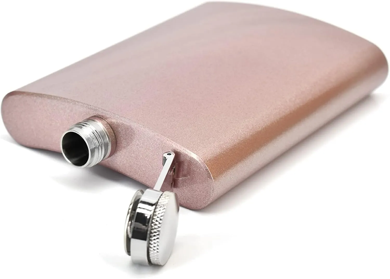 Clear Water Home Goods - 8 oz Rose Gold Holographic Glitter Sparkle Stainless Steel Hip Flask w/Funnel - Wedding Party - Groomsman - Bridesmaid