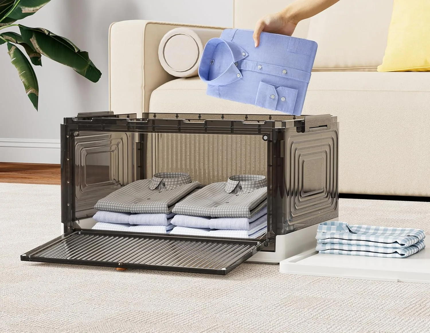 Closet Organizers and Storage 93Qt 3 Pack Closet Organizer Boxes for Clothes Stackable Storage Bins Foldable Storage Box for Clothes