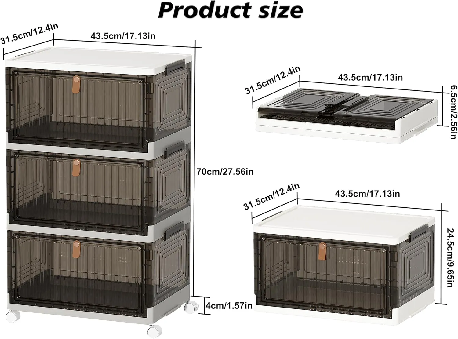 Closet Organizers and Storage 93Qt 3 Pack Closet Organizer Boxes for Clothes Stackable Storage Bins Foldable Storage Box for Clothes
