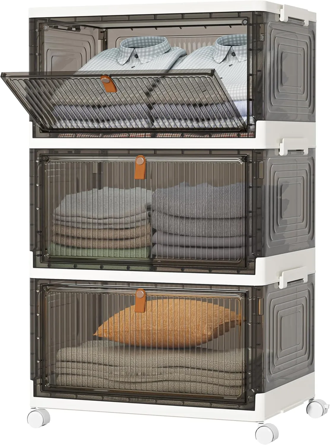 Closet Organizers and Storage 93Qt 3 Pack Closet Organizer Boxes for Clothes Stackable Storage Bins Foldable Storage Box for Clothes