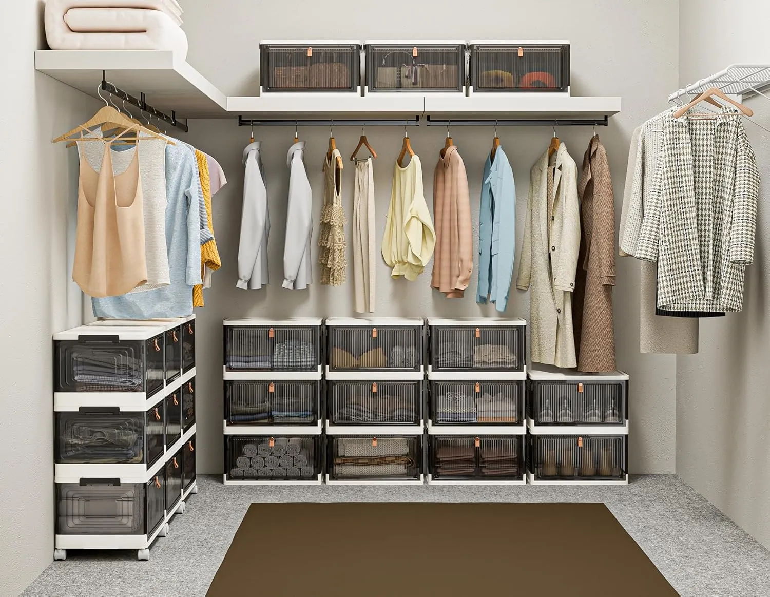 Closet Organizers and Storage 93Qt 3 Pack Closet Organizer Boxes for Clothes Stackable Storage Bins Foldable Storage Box for Clothes